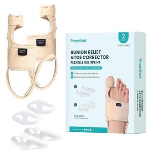 NIB Promifun Bunion Relief Toe Corrector Flexible Gel Splint 2 Count Left Right‎